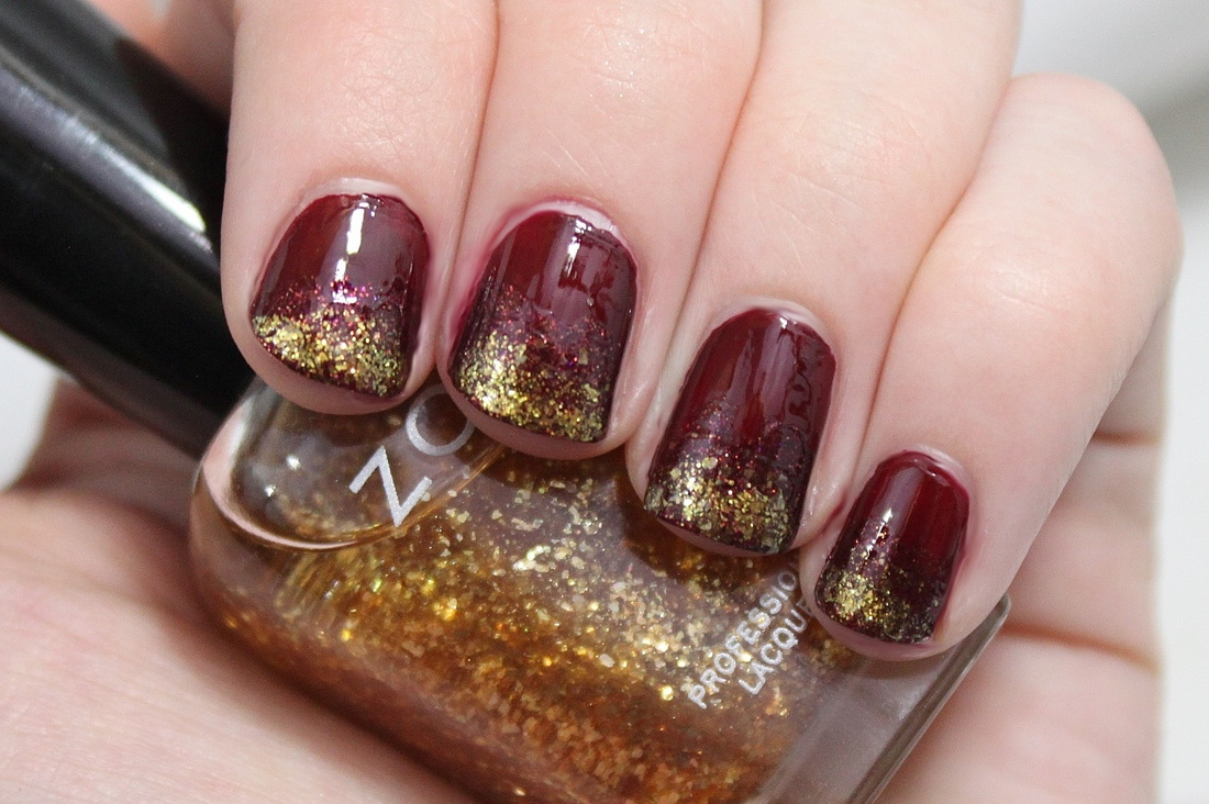 fall nail color with glitter